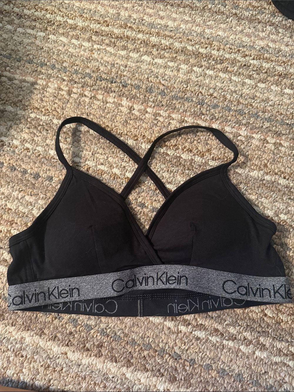 Calvin Klein Black Bralette with Silver Logo Band